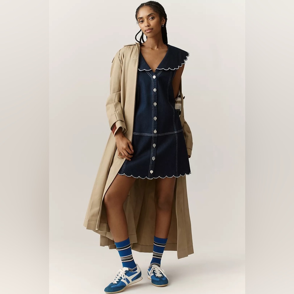 NWT! Anthropologie Pilcro Scalloped Denim Buttondown Dress - Size 2X 👝 - Picture 2 of 11
